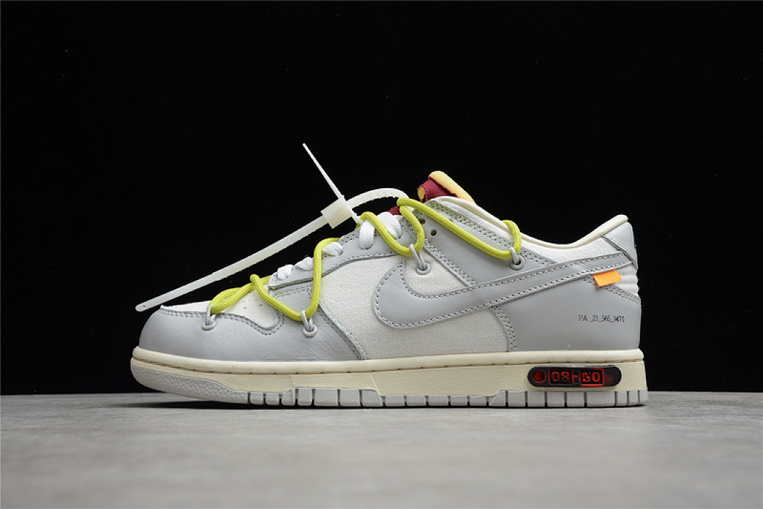 Off-White Nike OW X SB DUNK LOW LOT 08 OF 50 SAIL/NEUTRAL GREY/YELLOW · DM1602-106, photo 1