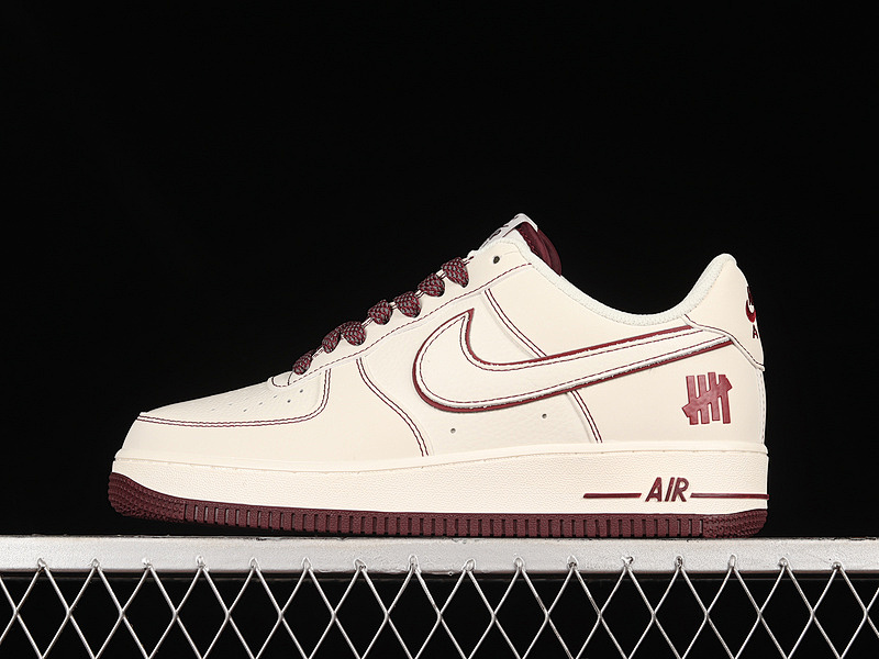 Nike Nike UNDEFEATED X AIR FORCE 1 LOW 07 WHITE/WHITE/WINE RED · UN3699-022, photo 1