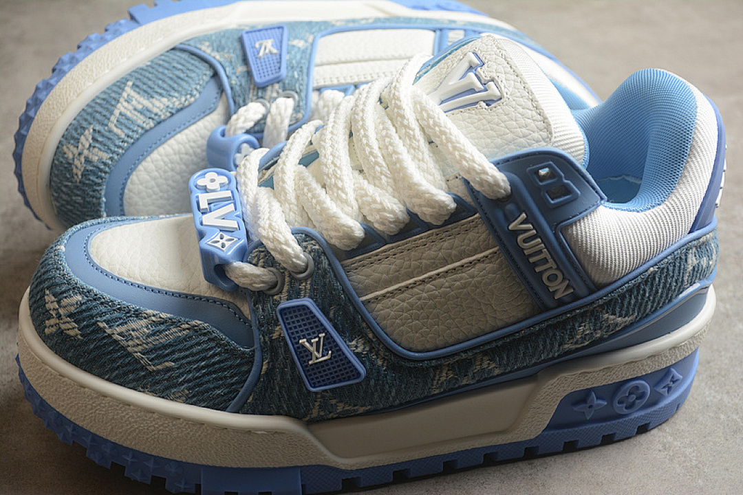 Louis Vuitton [2024TRAINER L*V LOUIS VUITTON TRAINER WHITE/BLUE]-[WOMAN:35-39]-[MAN:40-45] - Image 9