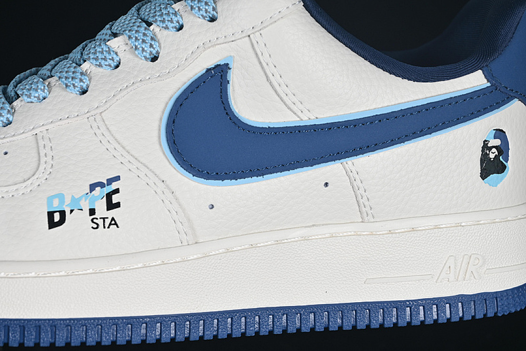 Nike [KB1688-002]-[AIR FORCE 1 07 LOW BAPE WHITE/BLUE]-[WOMAN:36-39]-[MAN:40-45] - Image 8