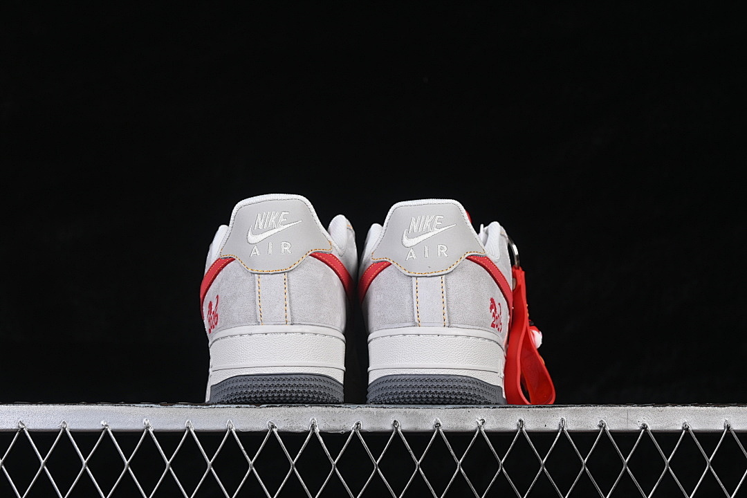 Nike [HT5088-631]-[AIR FORCE 1 07 LOW CASUAL SNEAKERS WHITE/GREY/RED]-[WOMAN:36-39]-[MAN:40-45] - Image 14