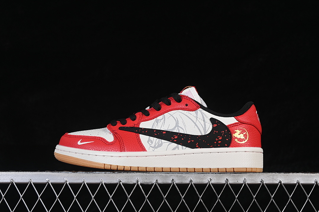 Jordan [NH0601-063]-[AIR JORDAN 1 LOW AJ1 CASUAL SNEAKERS RED/WHITE/BLACK]-[WOMAN:36-39]-[MAN:40-45], photo 1