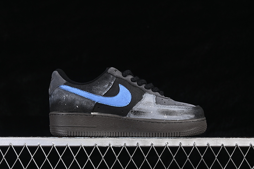 Nike [DO6730-101]-[AIR FORCE 1 07 LOW CASUAL SNEAKERS BLACK/BLUE]-[WOMAN:36-39]-[MAN:40-45] - Image 16