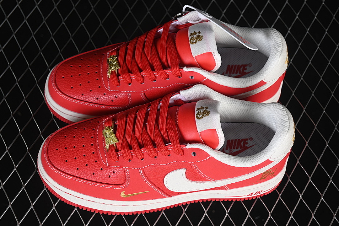 Nike [NH0601-523]-[AIR FORCE 1 07 LOW CASUAL SNEAKERS RED/WHITE/GOLD]-[WOMAN:36-39]-[MAN:40-45] - Image 11