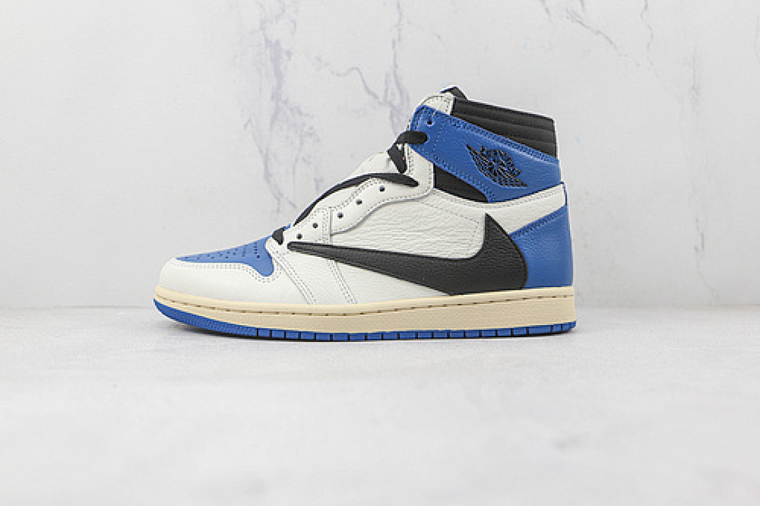 Jordan Jordan [DH3227-105]-[FRAGMENT DESIGN X TRAVIS SCOTT AIR 1 RETRO HIGH BLACK/MILITARY BLUE, photo 1