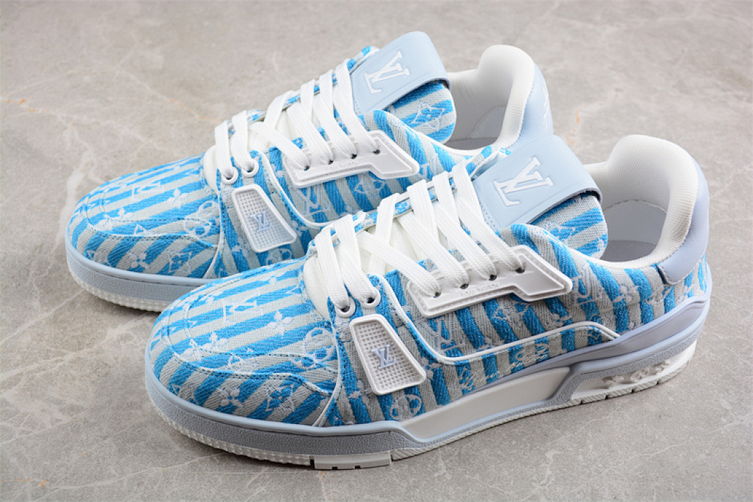 Louis Vuitton [L*V TRAINER SNEAKER LOW BASKETBALL SHOES WHITE/BLUE]-[MAN:38-45] - Image 10