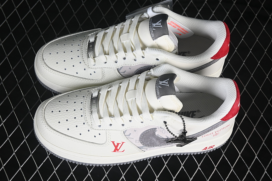 Nike [HS6188-134]-[AIR FORCE 1 07 LOW CASUAL SNEAKERS BEIGE/GREY/RED]-[WOMAN:36-39.5]-[MAN:40-45] - Image 11