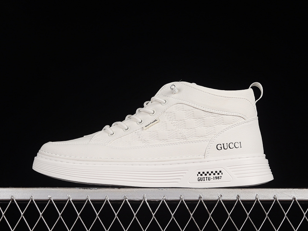 Unbranded [9Y9209666]-[GU*CCI MID FASHION CASUAL SHOES WHITE/WHITE/BLACK]-[MAN:39-44], photo 1