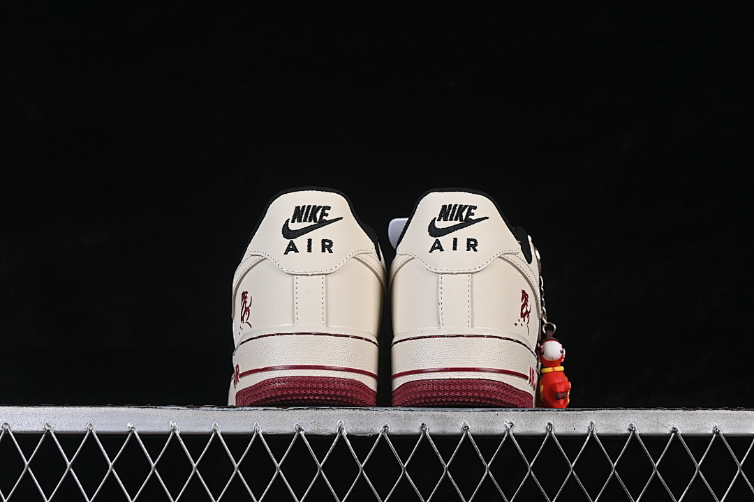 Nike [NH0601-514]-[AIR FORCE 1 07 LOW CASUAL SNEAKERS BEIGE/WINE RED]-[WOMAN:36-39]-[MAN:40-45] - Image 14