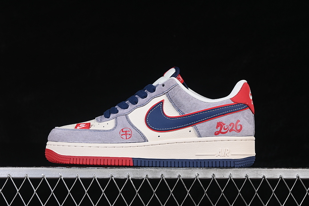 Nike [HT5088-625]-[AIR FORCE 1 07 LOW CASUAL SNEAKERS WHITE/BLUE/RED]-[WOMAN:36-39]-[MAN:40-45] - Image 2