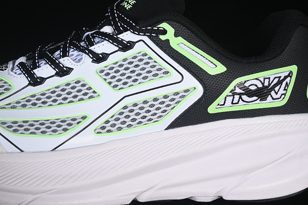 On Running [1155370 BWHT]-[ONE ONE CLIFTON 9 MESH SHOES WHITE/BLACK/GREEN]-[WOMAN:36-39]-[MAN:40-45] - Image 7