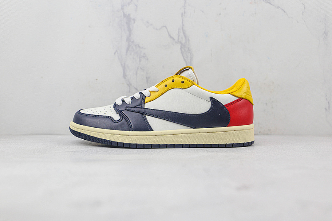 Jordan FRAGMENT X TRAVIS SCOTT AIR Jordan 1 LOW WHITE/BLUE/YELLOW · DM7866-912, photo 1