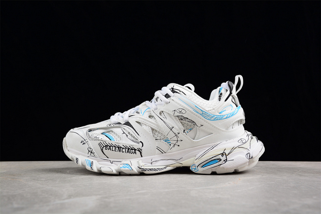 Unbranded [W3SRA9014]-[BA*LEN*CIAGA TRACK SNEAKER WHITE/BLUE/BLACK]-[WOMAN:35-39]-[MAN:40-46], photo 1