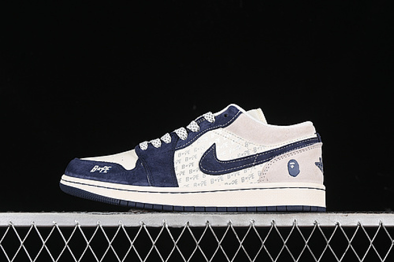 Jordan AIR Jordan 1 LOW BAPE WHITE/GREY/BLUE · WG8850-015, photo 1