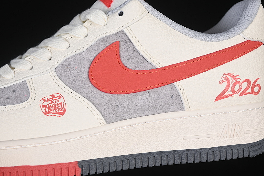 Nike [QW5288-120]-[AIR FORCE 1 07 LOW CASUAL SNEAKERS WHITE/GREY/RED]-[WOMAN:36-39]-[MAN:40-45] - Image 8