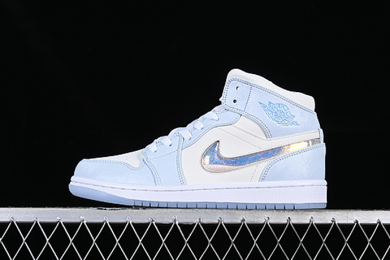 Jordan AIR Jordan 1 MID GS GLITTER SWOOSH WHITE/BLUE/SILVER · FQ9117-400, photo 1