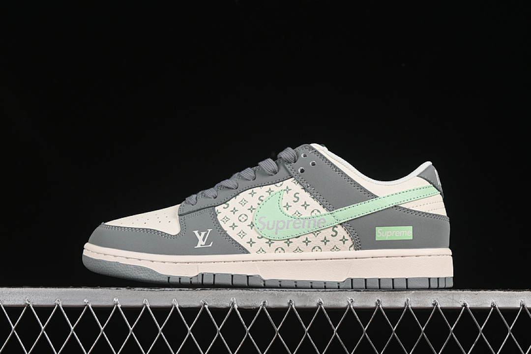 Louis Vuitton [ZH2598-278]-[SB DUNK LOW LV WHITE/GREY/GREEN]-[WOMAN:36-39]-[MAN:40-45], photo 1