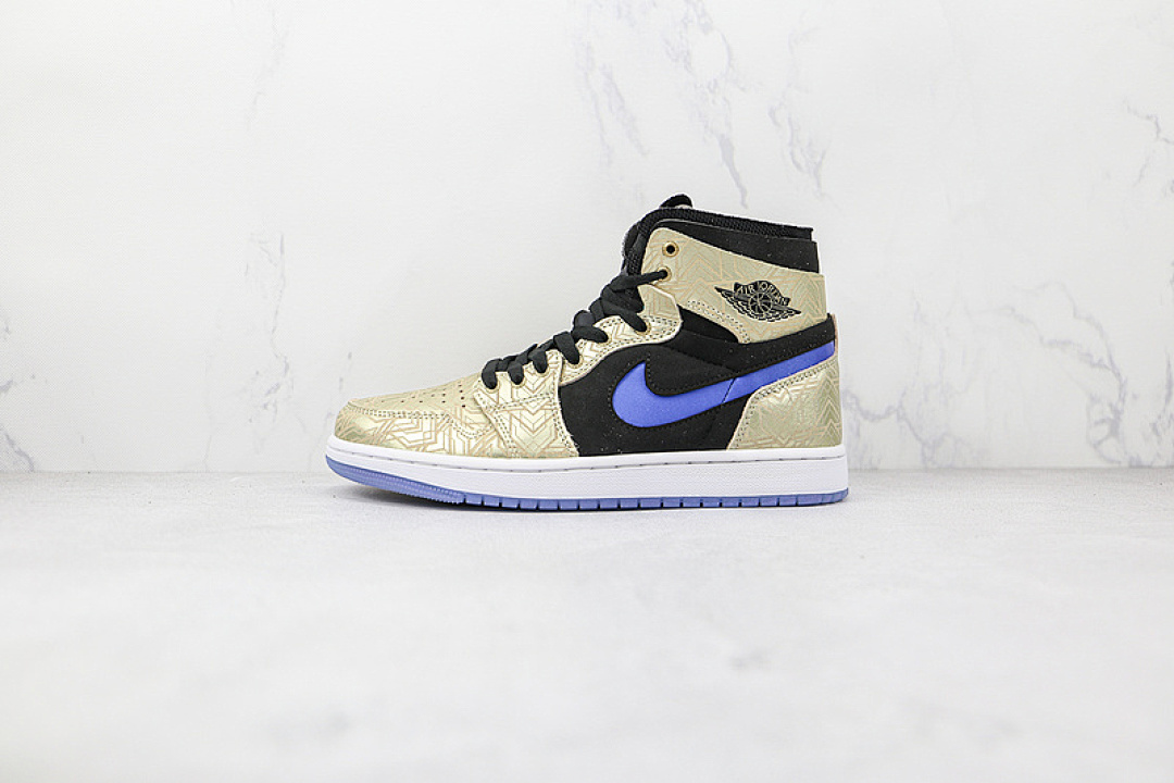 Jordan [DQ0659-700]-[AIR JORDAN 1 ZOOM COMFORT GOLD LASER BLACK/BLUE]-[WOMAN:36-39]-[MAN:40-46], photo 1
