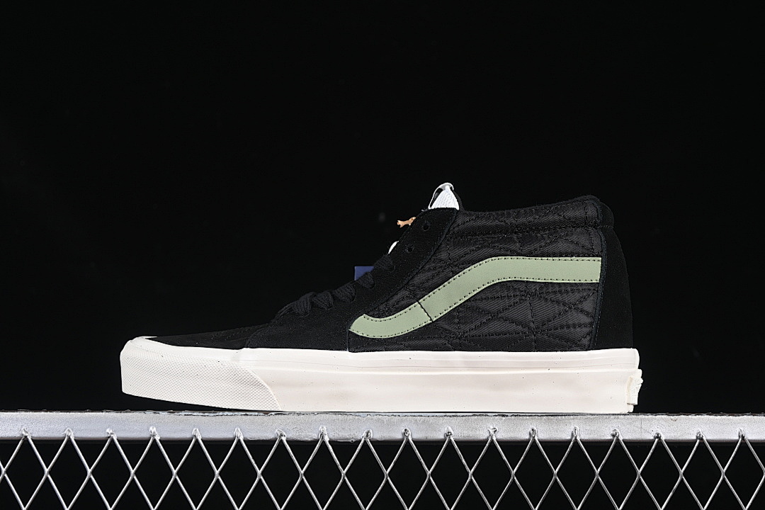 Unbranded [VN000CQQBLK]-[RETRO CASUAL MID TOP SKATE SHOES BLACK/WHITE/GREEN]-[WOMAN:36-39]-[MAN:40-44], photo 1