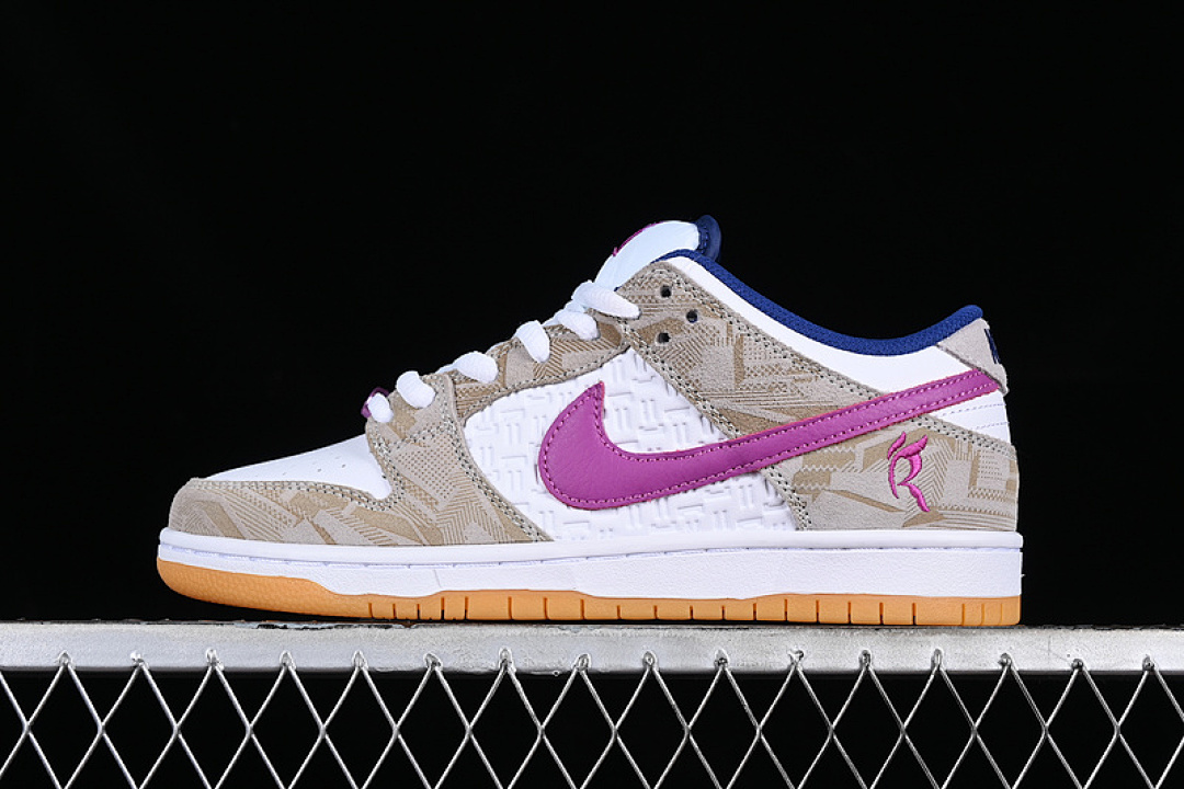 Purple Nike RAYSSA LEAL SB DUNK LOW PURE PLATINUM/DEEP ROYAL BLUE/VIVID PURPLE/WHITE/YELLOW · FZ5251-001, photo 1