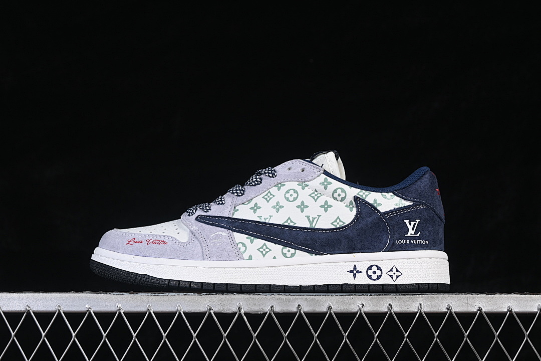 Jordan [DZ5899-035]-[AIR JORDAN 1 LOW AJ1 CASUAL SNEAKERS WHITE/NAVY BLUE/PURPLE]-[WOMAN:36-39]-[MAN:4, photo 1