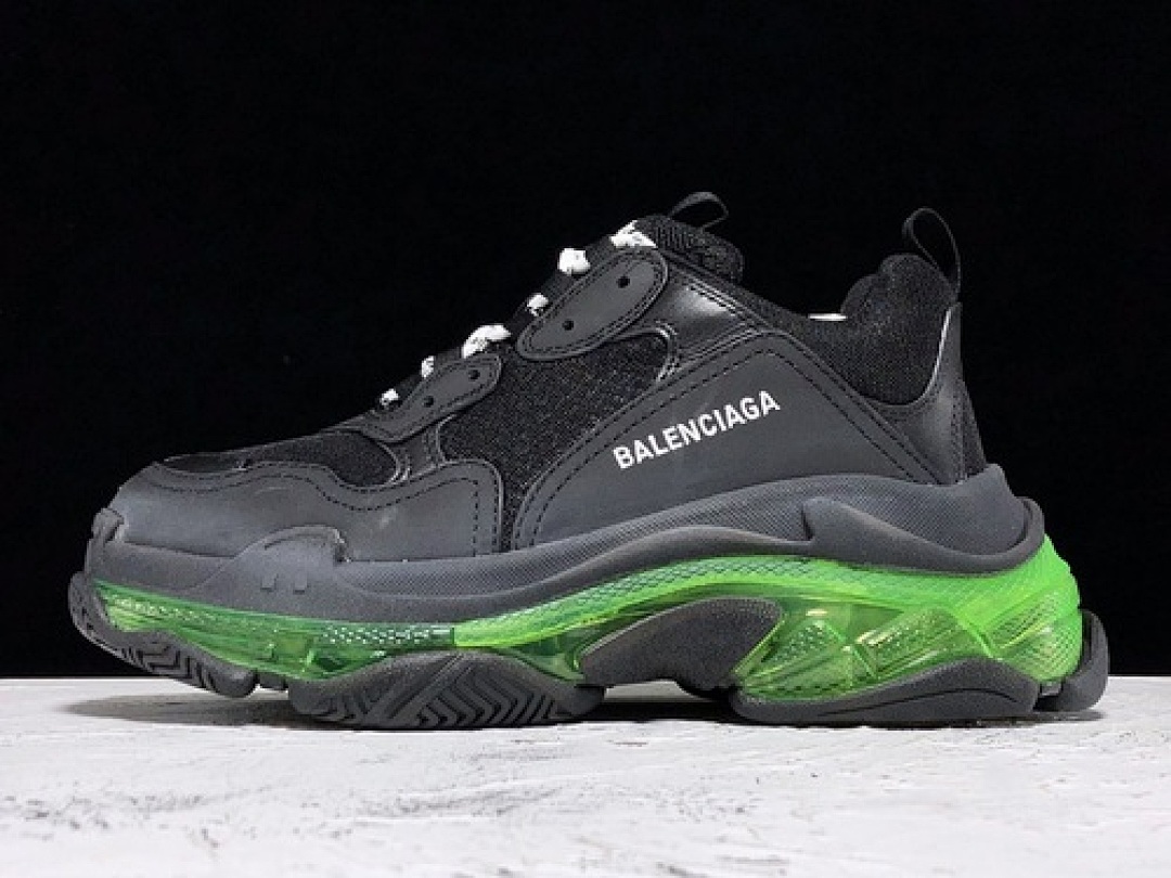 Unbranded [ECBA601084A]-[PK TRIPLE S SNEAKER DADSHOE BLACK/BLACK/GREEN]-[MAN:39-45], photo 1
