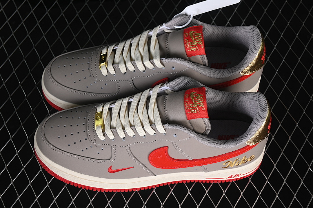 Nike [NH0601-527]-[AIR FORCE 1 07 LOW CASUAL SNEAKERS GREY/RED/WHITE]-[WOMAN:36-39]-[MAN:40-45] - Image 11