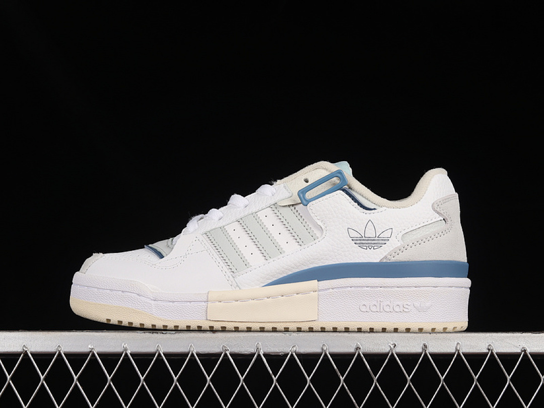 FORUM EXHIBIT LOW SHOES CLOUD WHITE/SKY TINT/CREAM WHITE · GW6348, photo 1