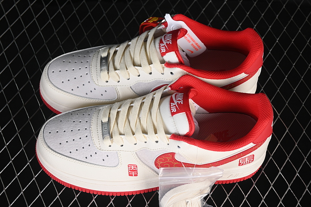 Nike [HT5088-613]-[AIR FORCE 1 07 LOW CASUAL SNEAKERS BEIGE/RED/GREY]-[WOMAN:36-39]-[MAN:40-45] - Image 10