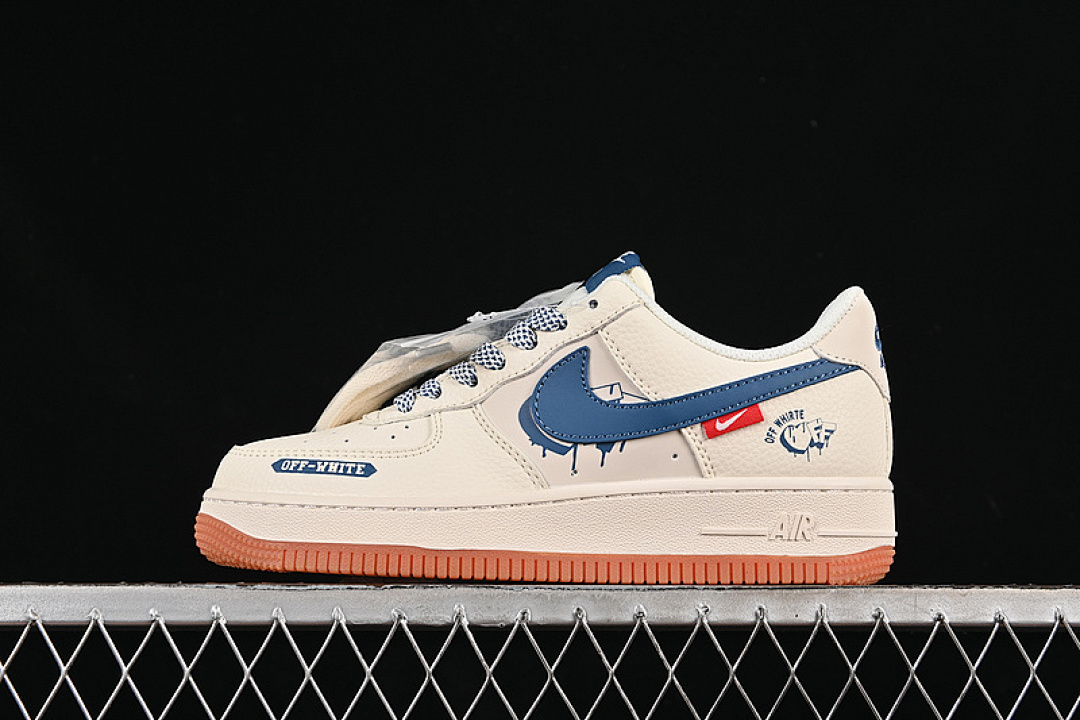 Nike [QW5836-001]-[AIR FORCE 1 07 LOW GREY/BEIGE/BLUE]-[WOMAN:36-39]-[MAN:40-45] - Image 2