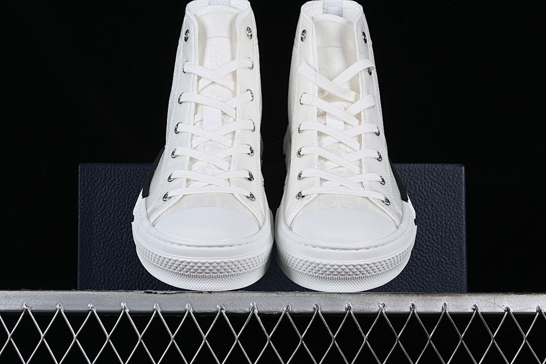 Dior [B23 OBLIQUE TOP SNEAKERS MID CASUAL SHOES WHITE/LIGHT GRAY]-[WOMAN:39]-[MAN:40-46] - Image 14