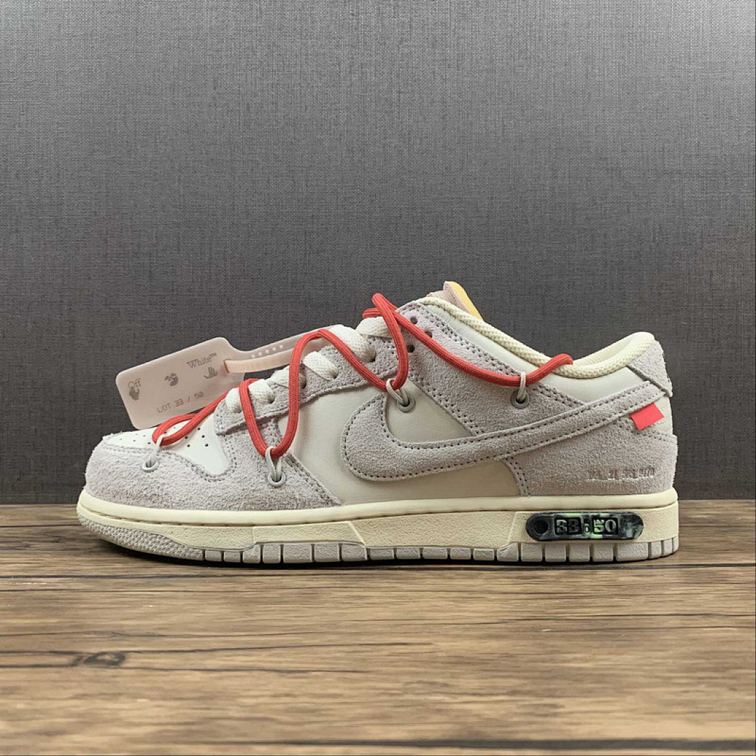 Off-White [DJ0950-118]-[OW X SB DUNK LOW LOT 33 OF 50 SAIL/NEUTRAL GREY/CHILE RED]-[UNSIEX:36-47.5], photo 1
