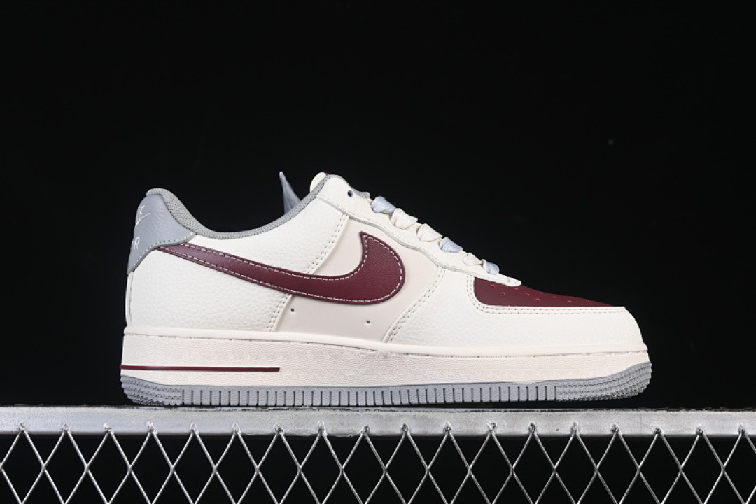 Nike [QW5606-268]-[AIR FORCE 1 07 LOW CASUAL SNEAKERS GREY/WINE RED/WHITE]-[WOMAN:36-39]-[MAN:40-45] - Image 15