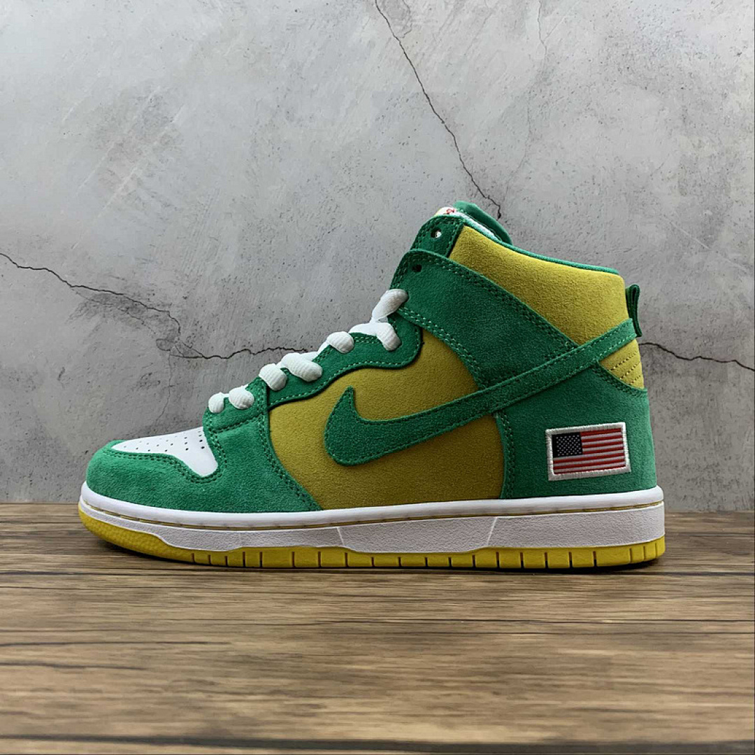 Nike DUNK SB HIGH OAKLAND ATHLETICS STADIUM GREEN/BLACK/SPEED YELLOW · 305050-337, photo 1