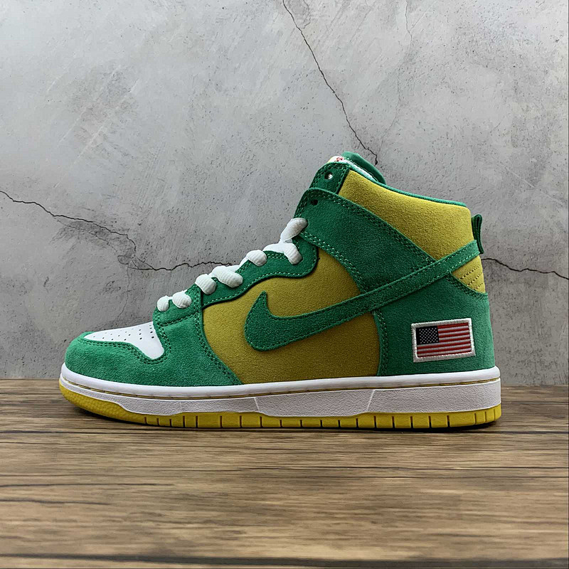 Nike DUNK SB HIGH OAKLAND ATHLETICS STADIUM GREEN/BLACK/SPEED YELLOW · 305050-337, photo 1