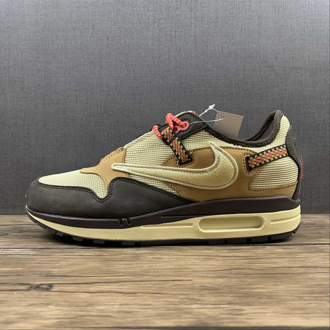 Nike TRAVIS SCOTT X AIR MAX 1 BAROQUE BROWN/LEMON DROP/WHEAT/CHILE RED · DO9392-200, photo 1