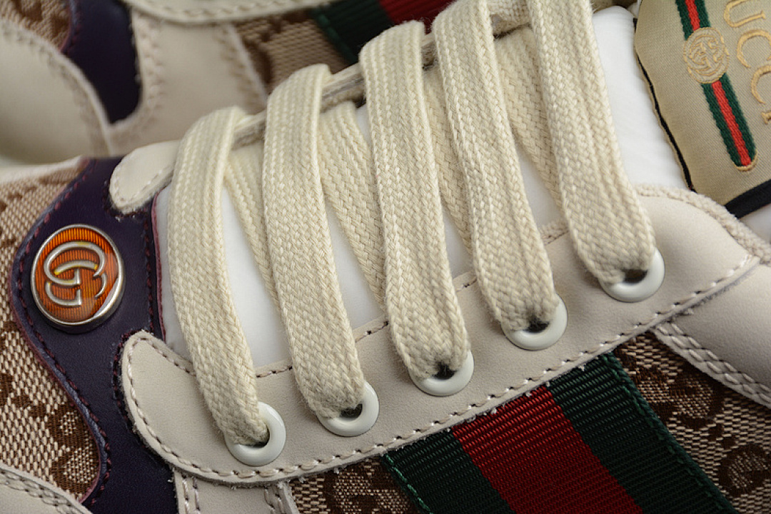 Gucci [43194-A39GO-9064]-[GU*CCI DISTRESSED SCREENER SNEAKERS BEIGE/BROWN/BLUE-RED]-[UNISEX:35-44] - Image 7