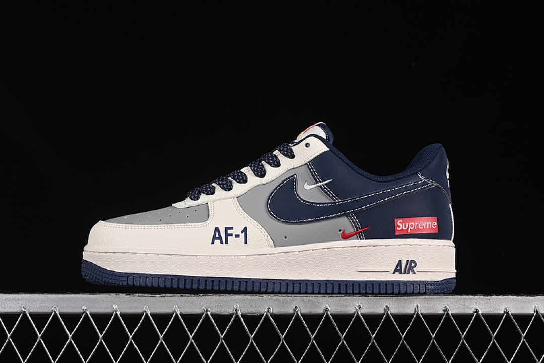 Nike [HH7518-054]-[AIR FORCE 1 07 LOW SUPREME WHITE/GREY/BLUE]-[WOMAN:36-39]-[MAN:40-45] - Image 2