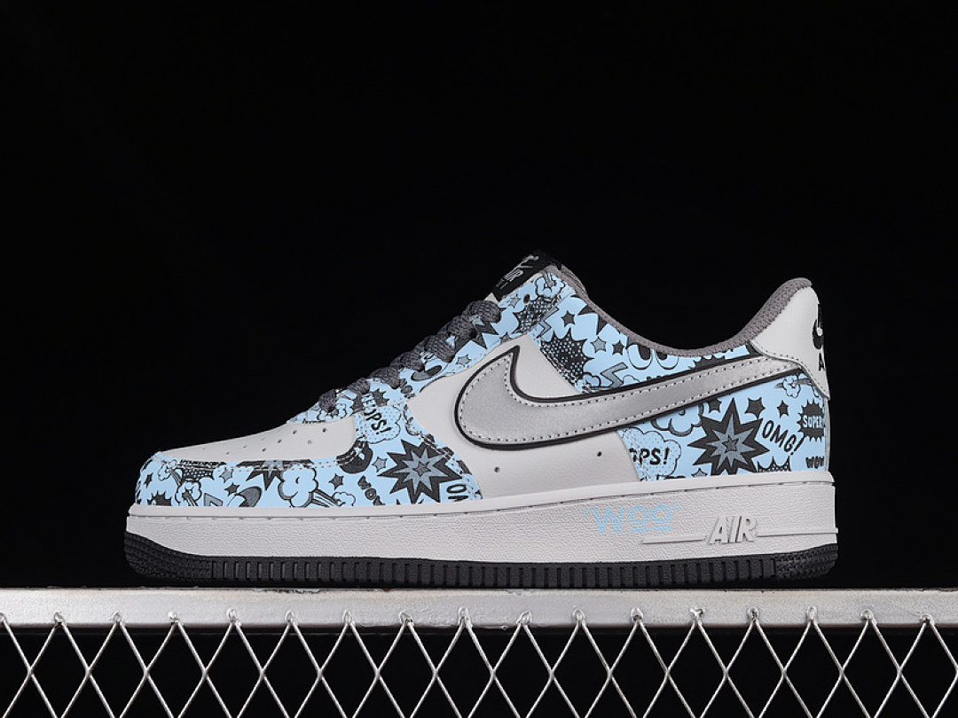 Nike [ZG0088-822]-[AIR FORCE 1 LOW 07 SMURFS LIGHT GREY/BLACK/BLUE]-[WOMAN:36-39]-[MAN:40-45], photo 1