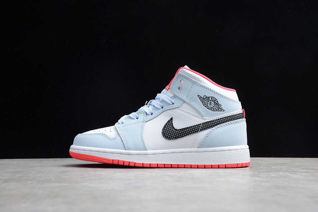 Jordan [555112-400]-[GZ AIR JORDAN 1 MID POLKA DOT SWOOSH HALF BLUE/BLACK-WHITE]-[UNISEX:36-47], photo 1