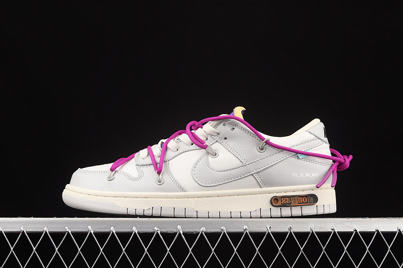 Off-White Nike OW X SB DUNK LOW LOT 28 OF 50 SAIL/NEUTRAL GREY/HYPER VIOLET · DM1602-111, photo 1