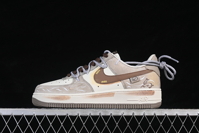 Nike Nike AIR FORCE 1 07 LOW CASUAL SNEAKERS BROWN/WHITE/GREY · DB3301-818, photo 1