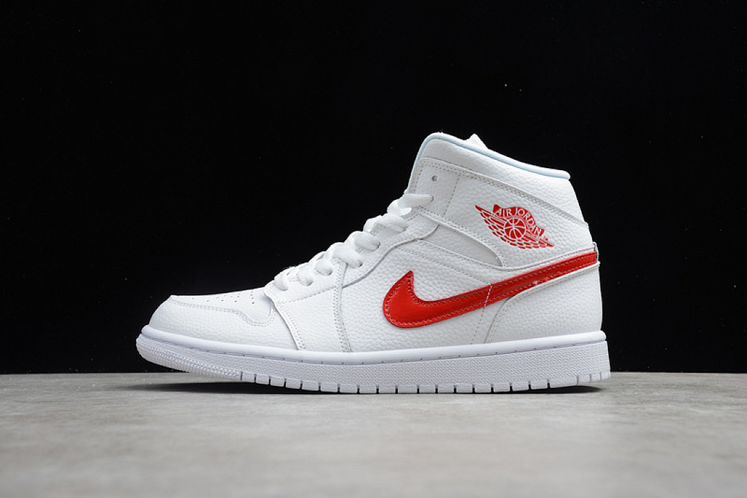 Jordan [BQ6472-106]-[AIR JORDAN 1 MID WHITE/WHITE/UNIVERSITY RED]-[WOMAN:36-39]-[MAN:40-47], photo 1