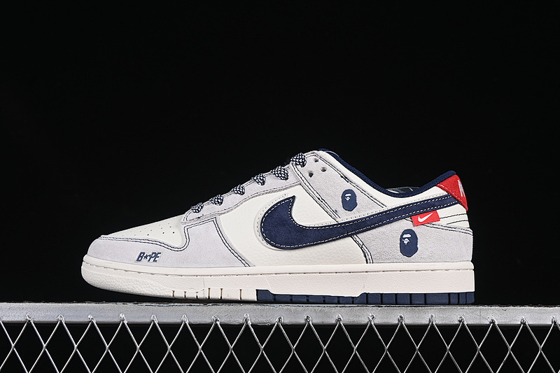 Bape Nike SB DUNK LOW BAPE WHITE/GREY/BLUE/RED · SJ2558-018, photo 1