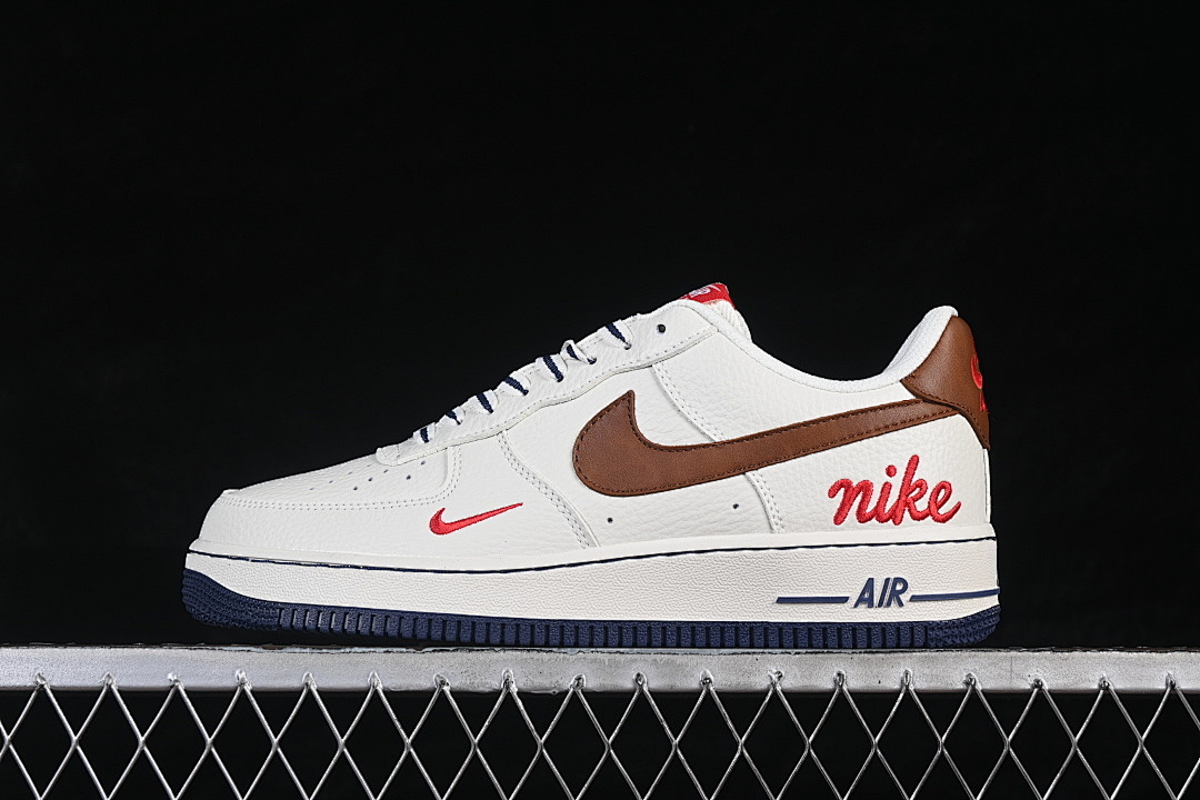 Nike Nike AIR FORCE 1 07 LOW CASUAL SNEAKERS WHITE/BROWN/RED · NH0601-541, photo 1