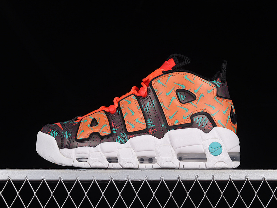 Nike Nike AIR MORE UPTEMPO GS WHAT THE 90S TOTAL ORANGE/BLACK-HYPER JADE-BORDEAUX · AT3408-800, photo 1