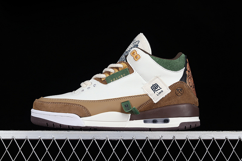 Jordan AIR Jordan 3 RETRO YEAR OF THE TIGER LIMITED WHITE/DARK BROWN/GREEN · 398614-500, photo 1