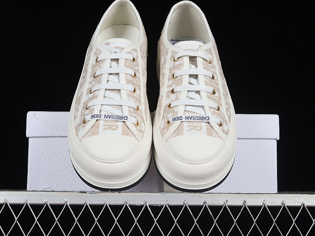 Dior [BRAND NEW EMBROIDERED SERIES THICK SOLED SPORTS SHOES WHEAT/WHITE]-[WOMAN:35-39]-[MAN:40] - Image 13