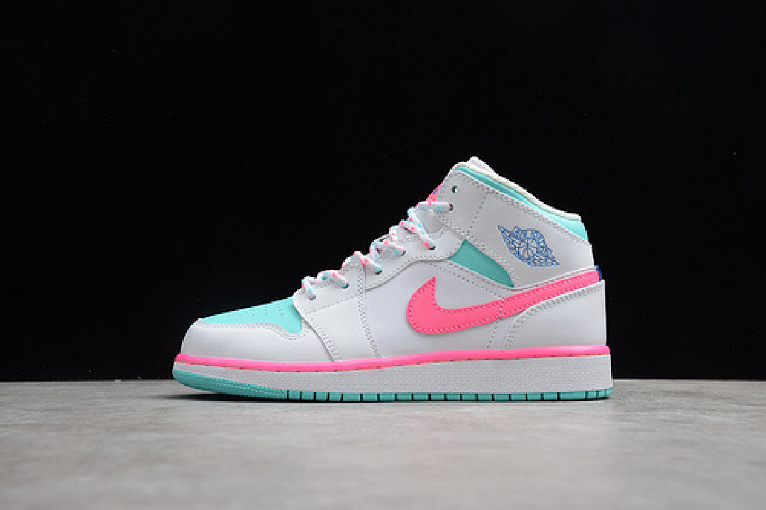 Jordan [555112-102]-[AIR JORDAN 1 MID GS WHITE/DIGITAL PINK-AURORA GREE]-[WOMAN:35.5-39], photo 1