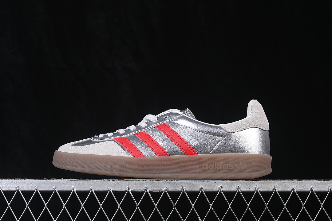Unbranded [JR2403]-[GAZELLE INDOOR CLOVER RETRO CASUAL SNEAKERS SILVER/RED]-[WOMAN:35-39]-[MAN:40-45], photo 1